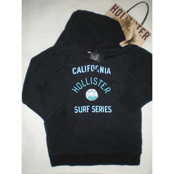 NWT Hollister 2012 Classic Navy Embroidered Surf Logo Hoodie Sweatshirt Jumper - Picture 1 of 6